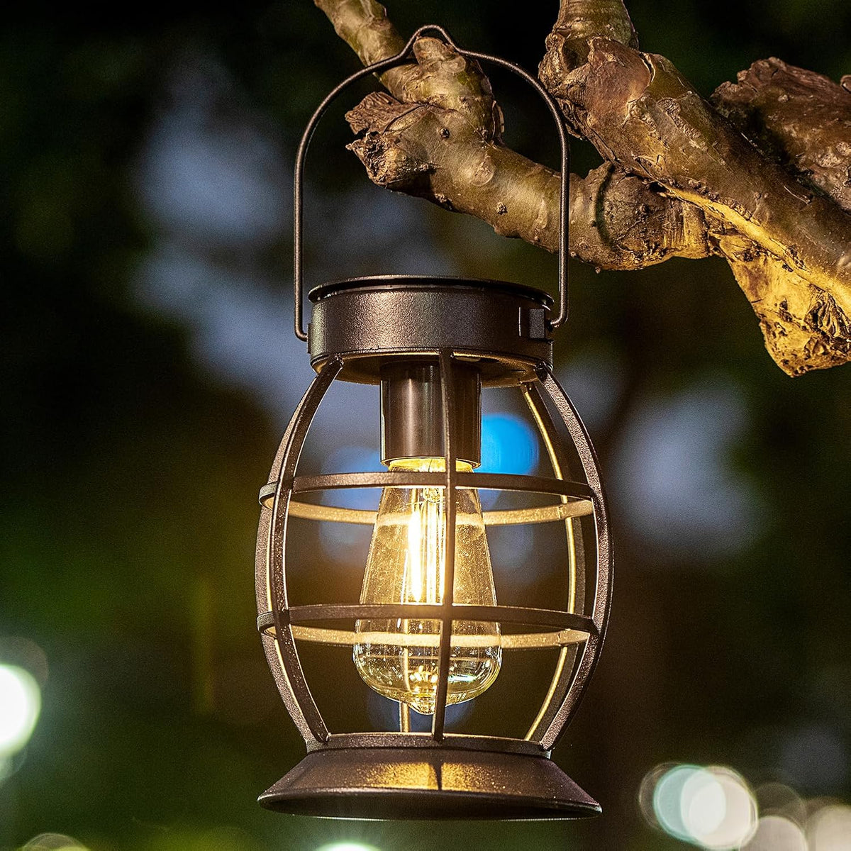 LeiDrail Solar Lanterns Outdoor, Hanging Metal Lights, Dual LED, 4 Pack