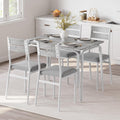 GarveeHome Dining Table for 2, Small Table and Chairs Set of 2, Square Dinette Set for 2, 3 Piece Kitchen & Dining Room Sets for Small Space (White, Table with 4 Upholstered Chairs)