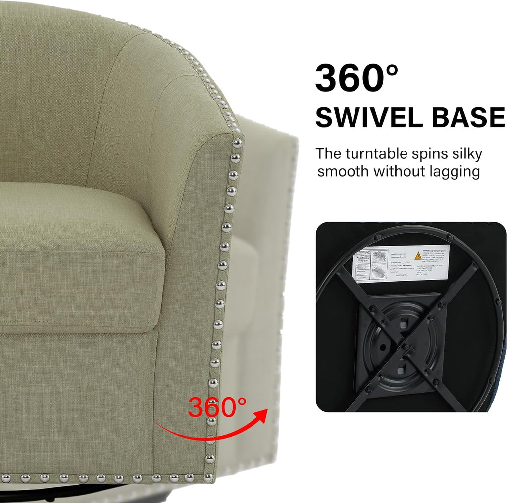 Mid-Century Modern Swivel Barrel Accent Chair, Light Camel, Set of 1