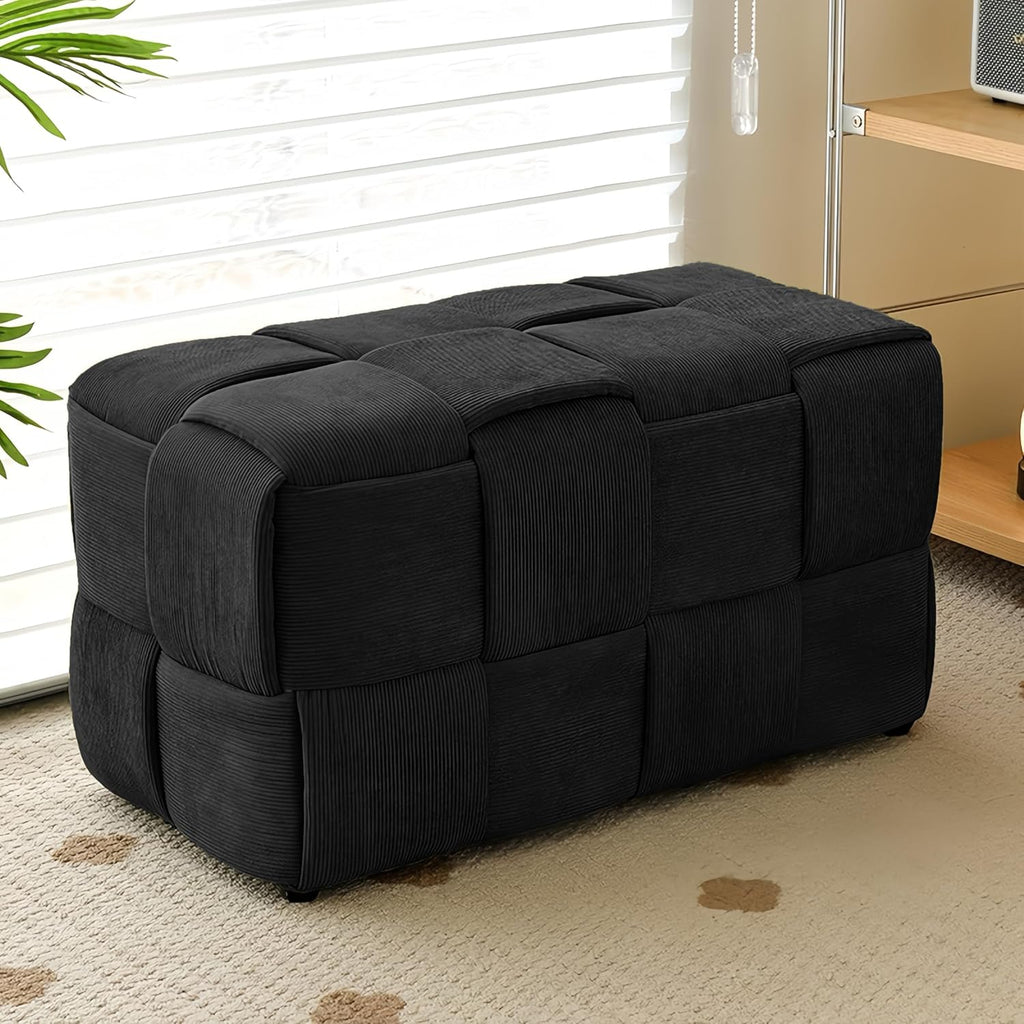 cmishe 28" rectangular woven corduroy ottoman footrest shown in use