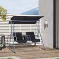 Outsunny 2 Person Porch Swing with Stand Canopy Outdoor Swing Gray