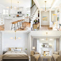 MEXO Modern Glass Chandeliers, Sputnik Chandelier Gold Pendant Lighting Fixture Glass Shade Ceiling Light for Dining Room Kitchen Island