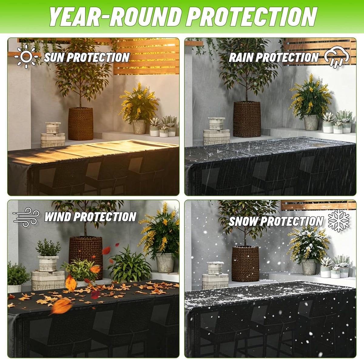 7 piece waterproof patio bar set cover, 60x41x41in, front angle view