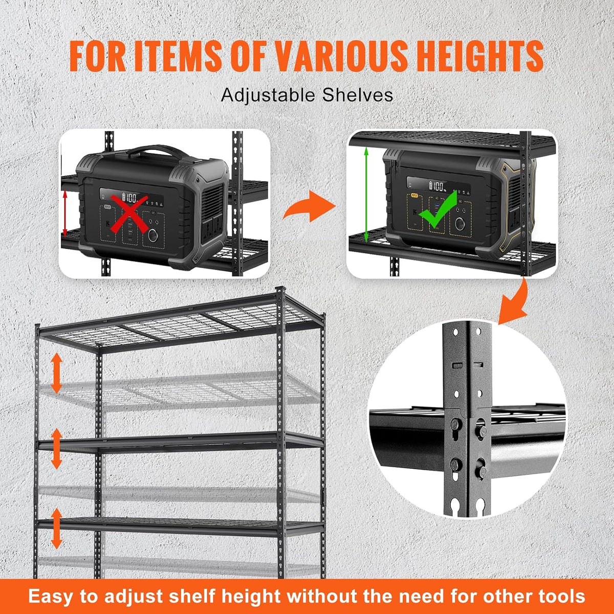 VEVOR Storage Shelving Unit 5-Tier Adjustable 2000 lbs Capacity 60"x24"x78"