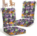Outdoor Waterproof Rocking Chair Cushions Set of 2, Premium Oxford Patio Chair Cushions Backed Bottom Thick Cotton Rocking Chair Pads 2pcs Set of Upper and Lower with Ties, Purple Flower