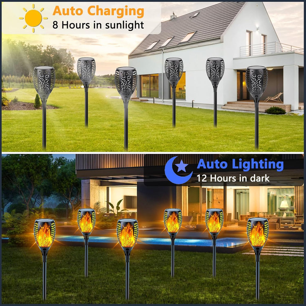 Solar Torch Lights with Flickering Flame Larger Size Solar Flame Lights