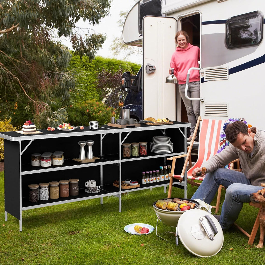 COSTWAY 81" Folding Picnic Table, Portable Bar Table with Carry Bag