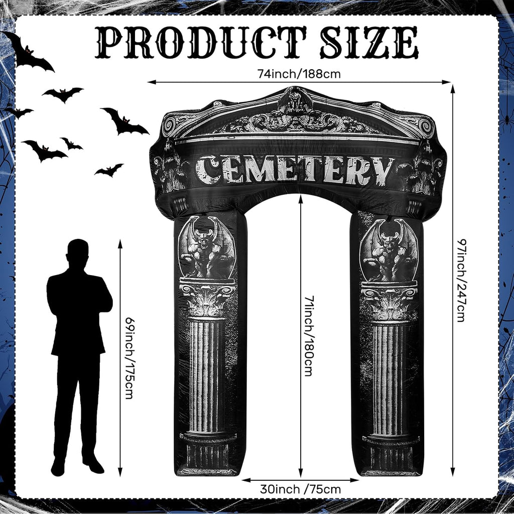 Leyndo 8 ft Halloween Inflatable Arch Decoration, Classical Cemetery