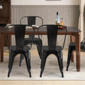 FDW | Metal Dining Chairs | Set of 4, Black | 330lbs Load