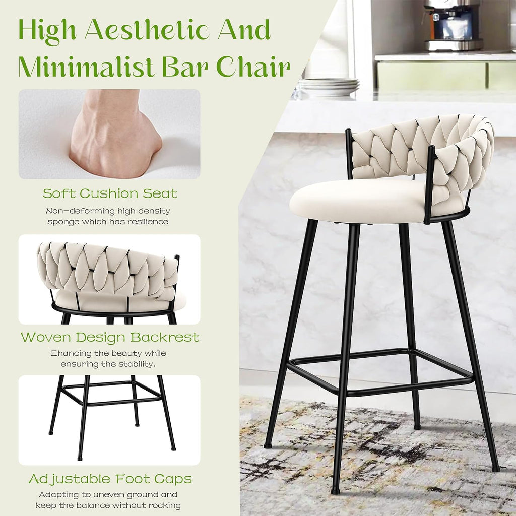 haobo home 26" metal bar stools counter height, close-up detail