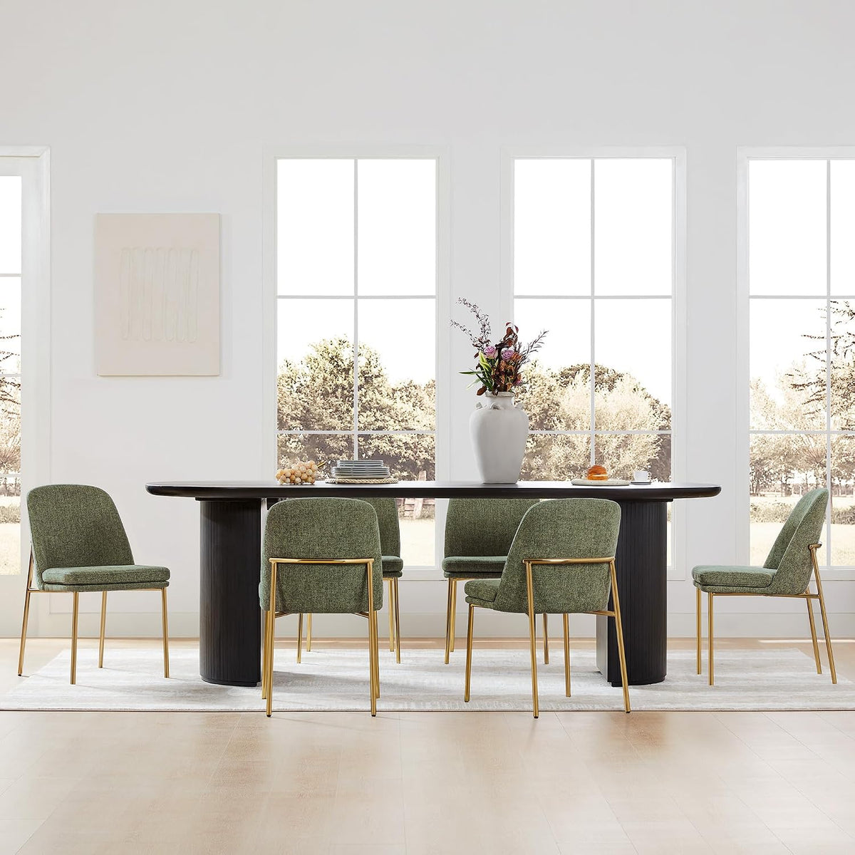 CHITA Modern Dining Chairs Set of 2, Upholstered Dining Chair, Moss Green