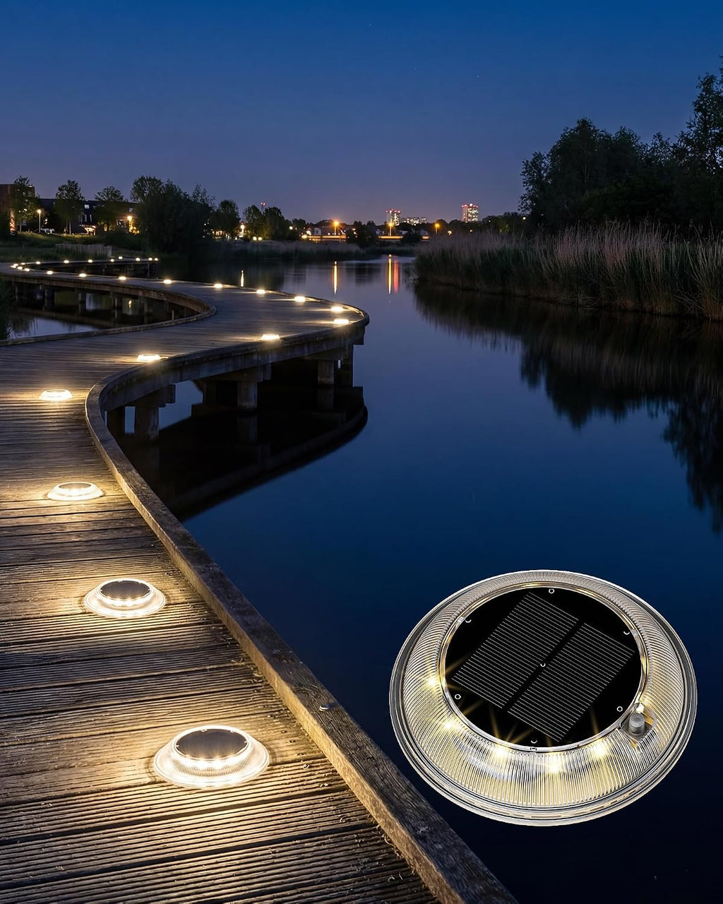 T-SUN Solar Dock Lights Driveway Deck Lights, 3 Color Modes, 6 Packs