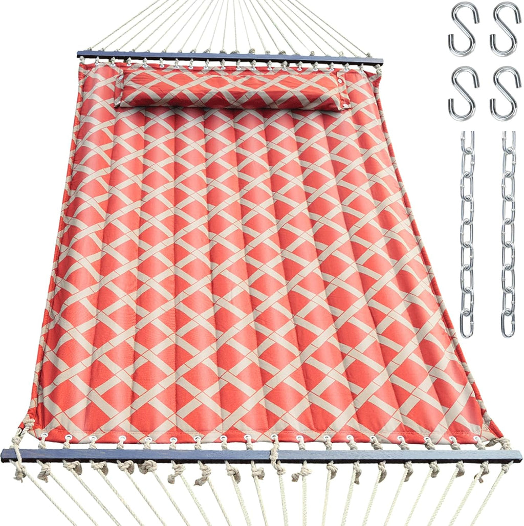 Quilted Double Hammock, Fade‑Resistant Fabric, 600 LBS Capacity
