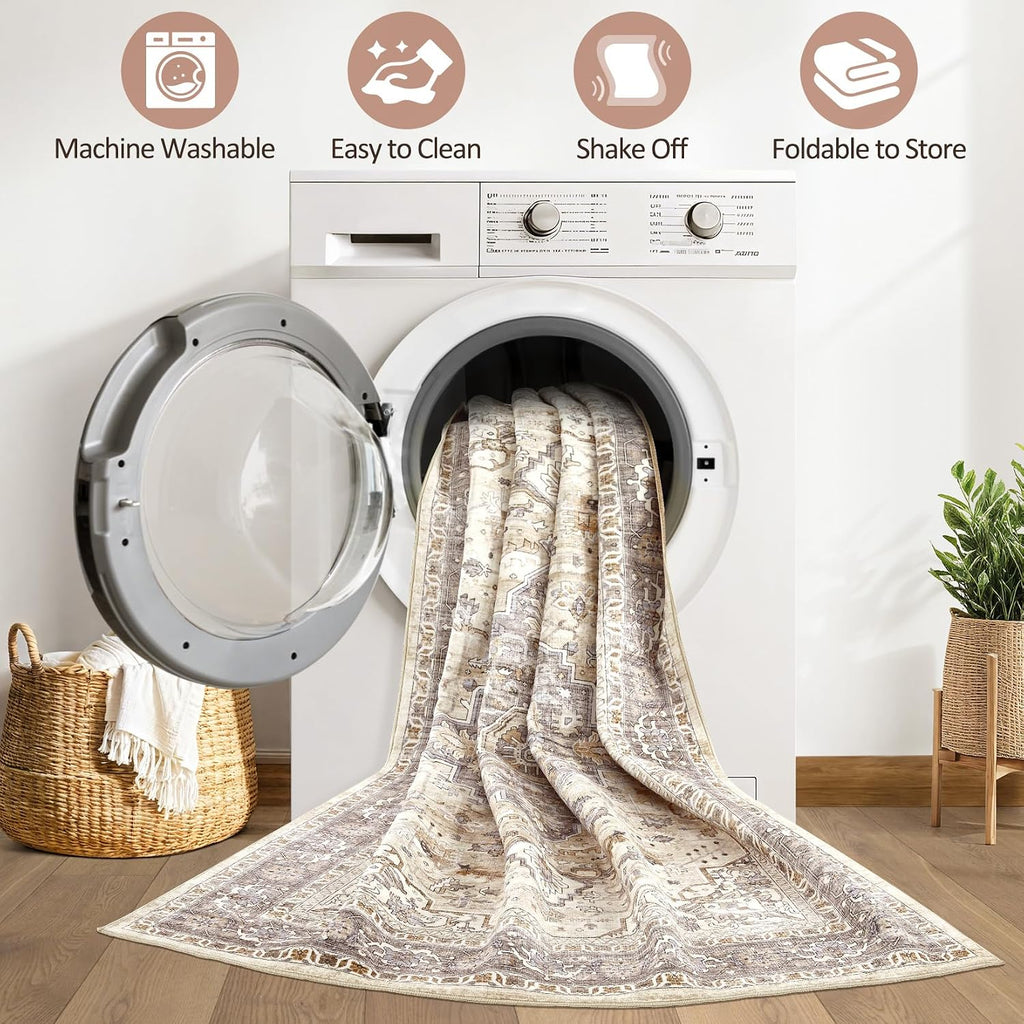 loongrug 8x10 area rugs washable vintage boho living, side view