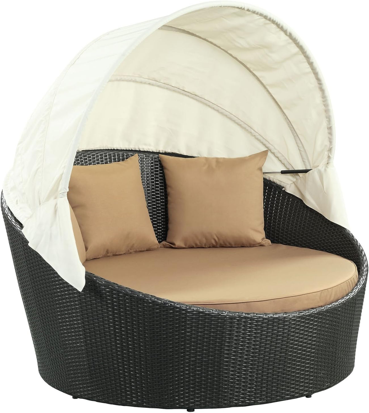 Modway Siesta Wicker Rattan Outdoor Patio Canopy Daybed in Espresso Mocha