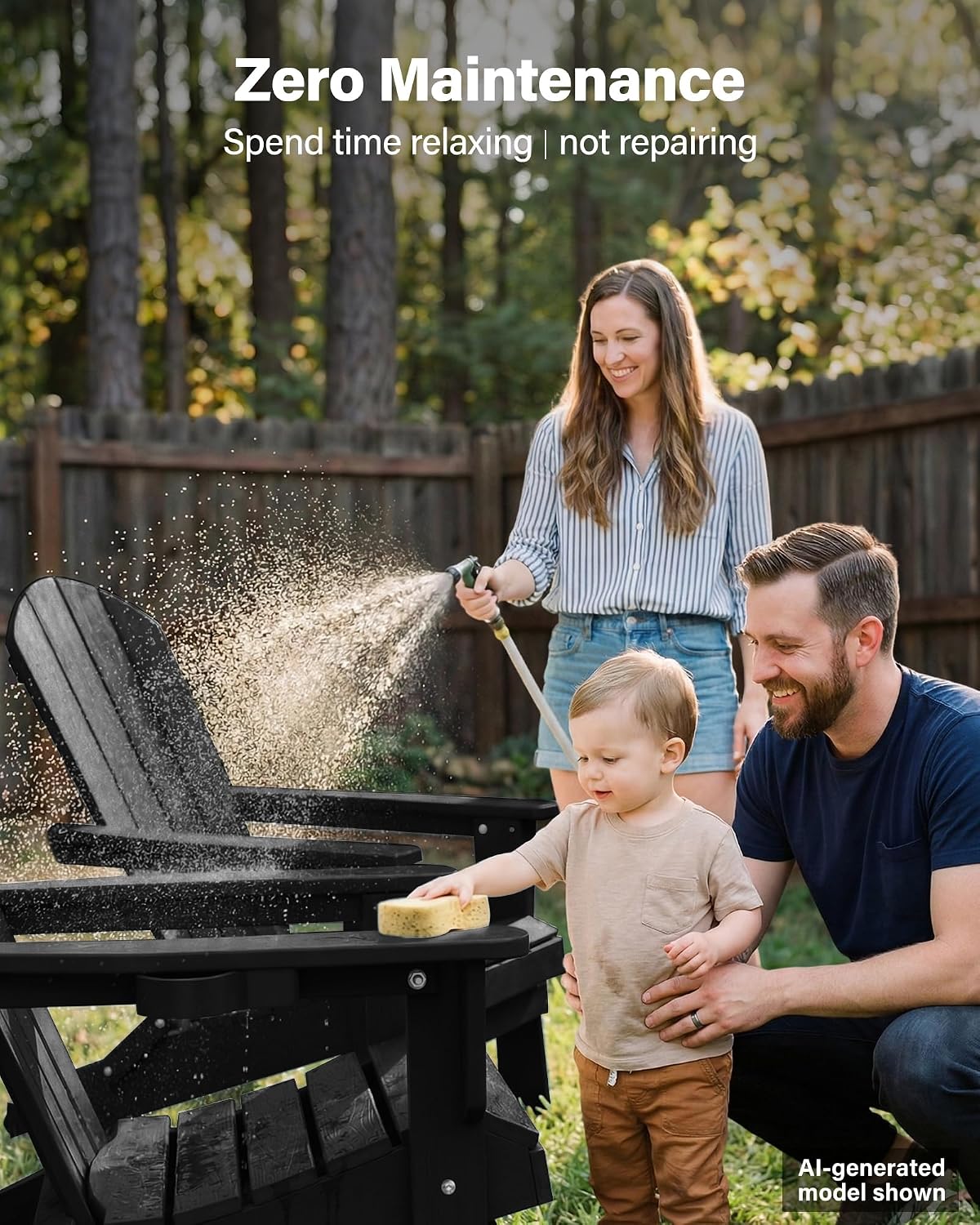 YEFU Oversized Plastic Adirondack Chair - Black