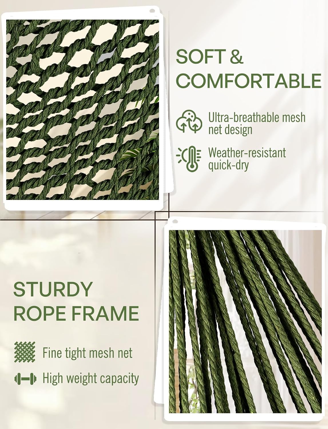 chihee hammock chair handmade woven mesh hanging seat, side view