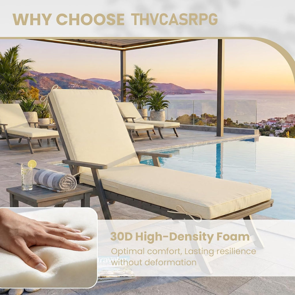 Chaise Lounge Cushions Outdoor, 80 x 26 x 3 Inch Water-Resistant Beige