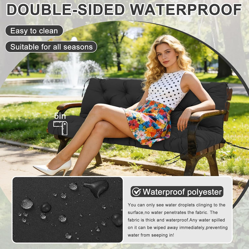 40" Porch Swing Cushions Outdoor, 5" Thick Waterproof 2-3 Seater