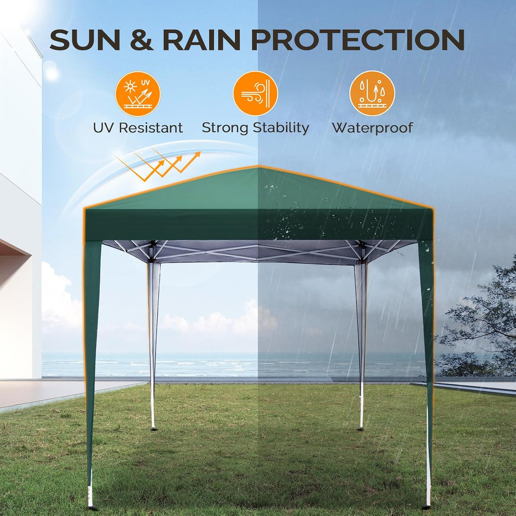 VINGLI 6.5x6.5 Pop Up Canopy Tent, Outdoor Tent Canopies Foldable Portable Canopies for Camping, Patio, Parties, EZ Up Gazebo Canopy with Carry Bag (Green)