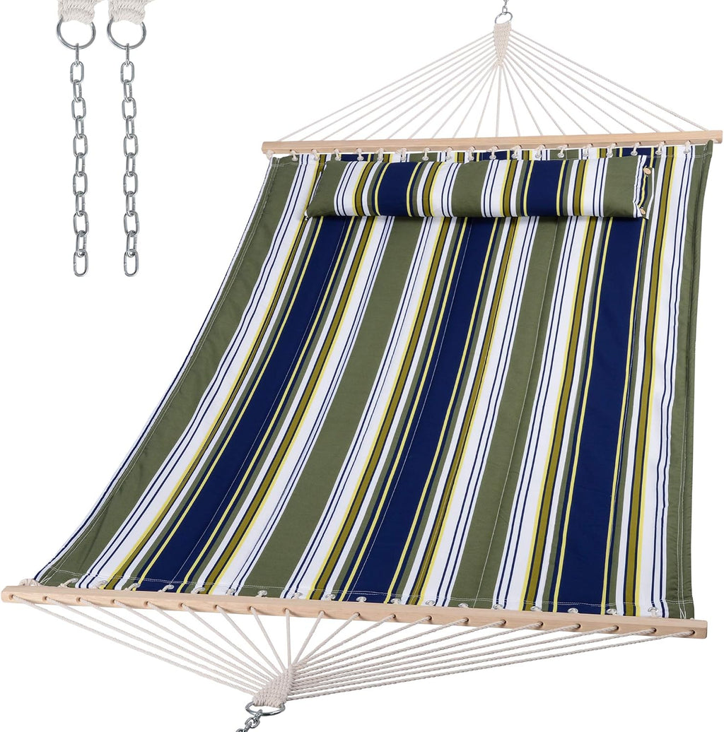 SUNCREAT Double Hammocks 2 Person with Extra Large Pillow, Blue&Aqua