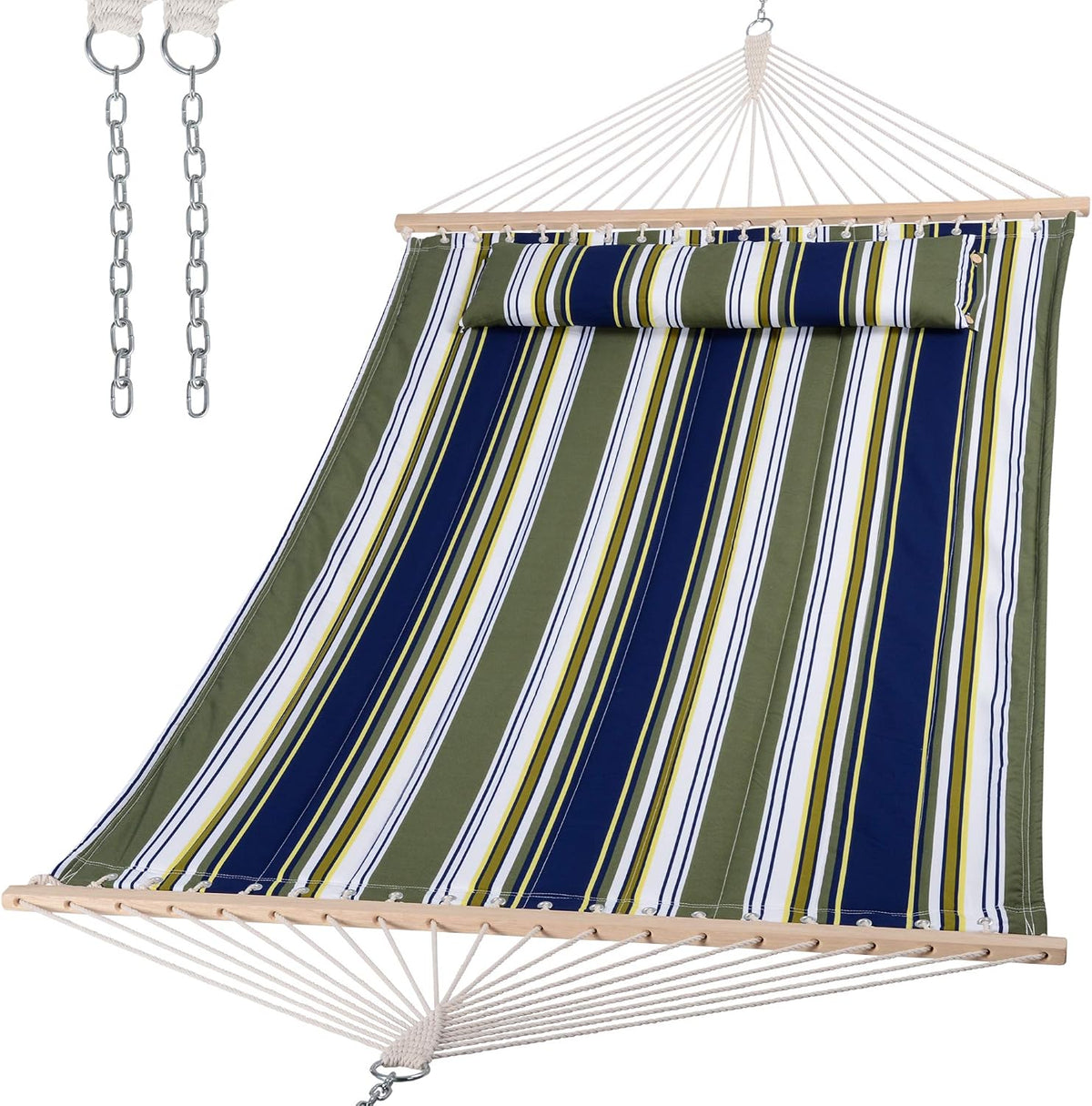 SUNCREAT Double Hammocks 2 Person with Extra Large Pillow, Blue&Aqua