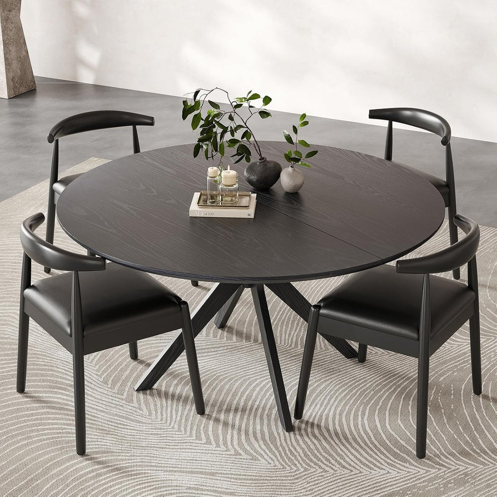 Soohow 47.2" Solid Wood Round Dining Table for 4-6 People with Intersect...