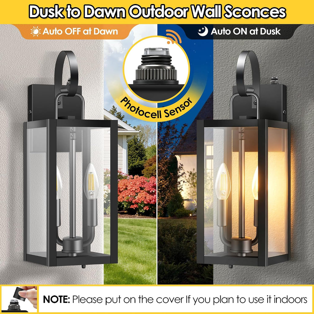 19'' Large Dusk to Dawn Outdoor Wall Light with Closed Bottom