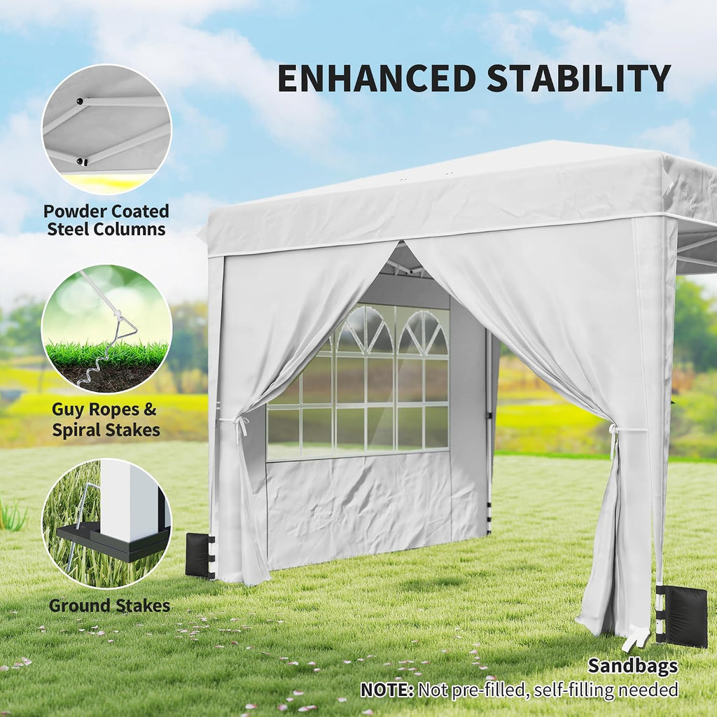 Outsunny 10 x 10 ft Pop Up Canopy Tent with Sidewalls UPF50+, White