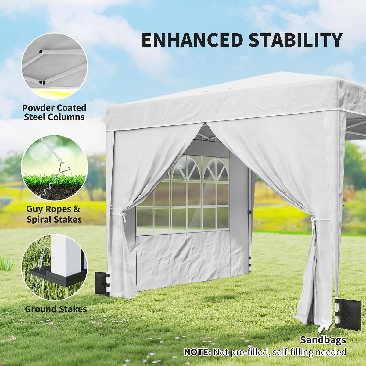 Outsunny 10 x 10 ft Pop Up Canopy Tent with Sidewalls UPF50+, White