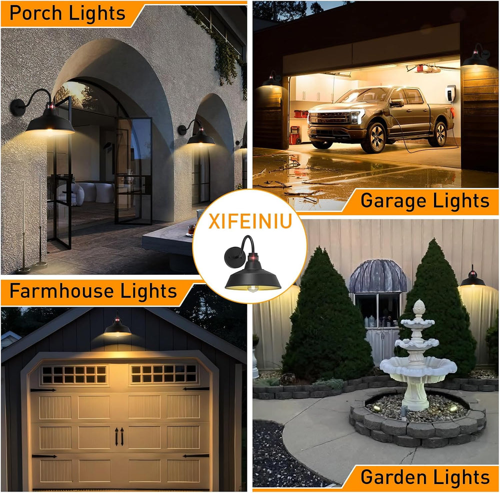 12.4'' Motion Sensor Outdoor Barn Lights, Dusk to Dawn Outdoor Lighti...