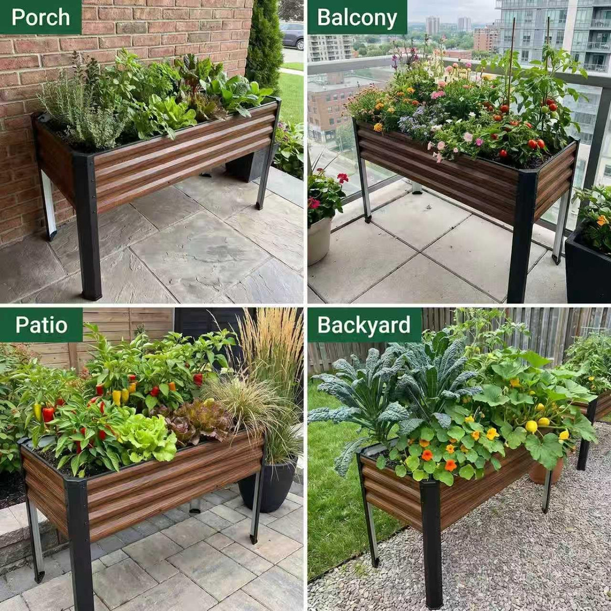 SnugNiture Raised Garden Bed with Legs, 48×18×32in, 2 Pack, Brown