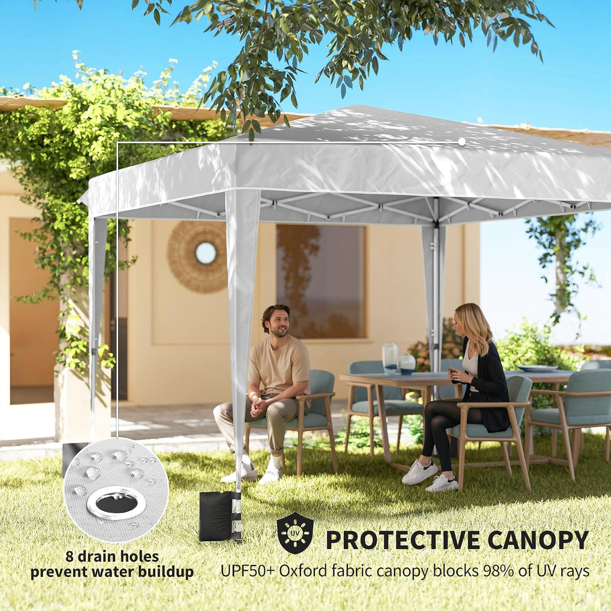 Outsunny 10 x 10 ft Pop Up Canopy Tent with Sidewalls UPF50+, White