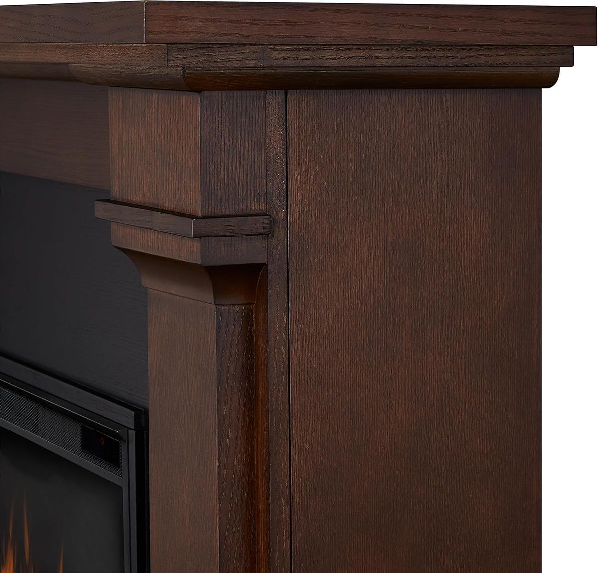 Real Flame Callaway 63" Grand Electric Fireplace with Mantel in Chestnut Oak, Free-Standing Oversized Indoor Electric Fireplace with Mantel, Adjustable Thermostat, Automatic Safety Shut-Off.