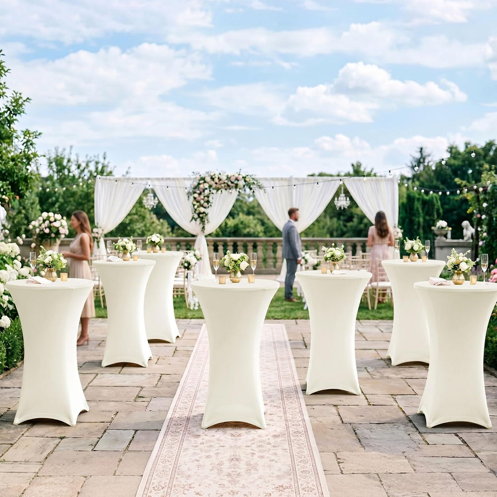 cocktail table covers-spandex round high top table cloths, side view
