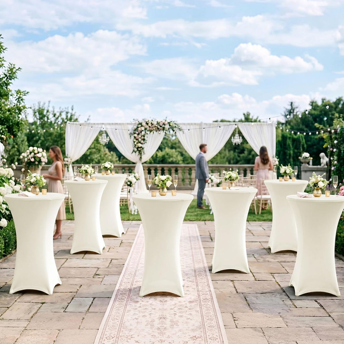 cocktail table covers-spandex round high top table cloths, side view