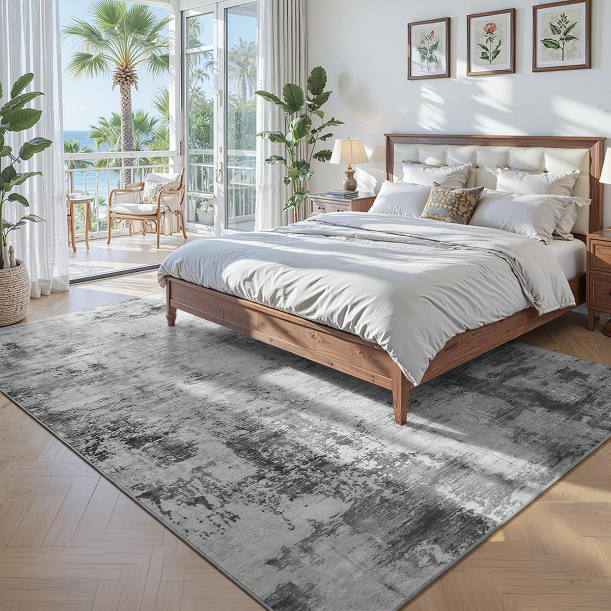 Beraliy Washable 6x9 Abstract Area Rugs for Living Room Bedroom, Grey