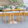 Tangkula Outdoor Wood Bar Stools Set of 2, Counter Height Backless Patio Barstools with Round Seat, Footrest, for Garden, Backyard, Balcony, Poolside, Natural (1,24 inches)