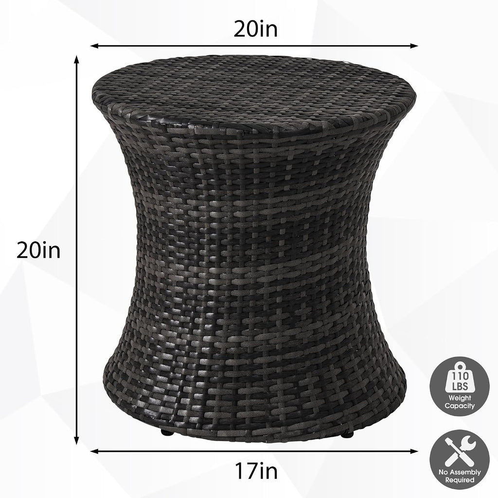 Sundale Outdoor Wicker Small Side Table Patio Rattan End Table