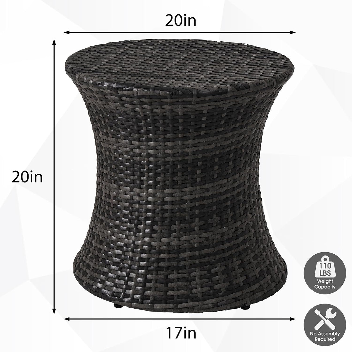 Sundale Outdoor Wicker Small Side Table Patio Rattan End Table