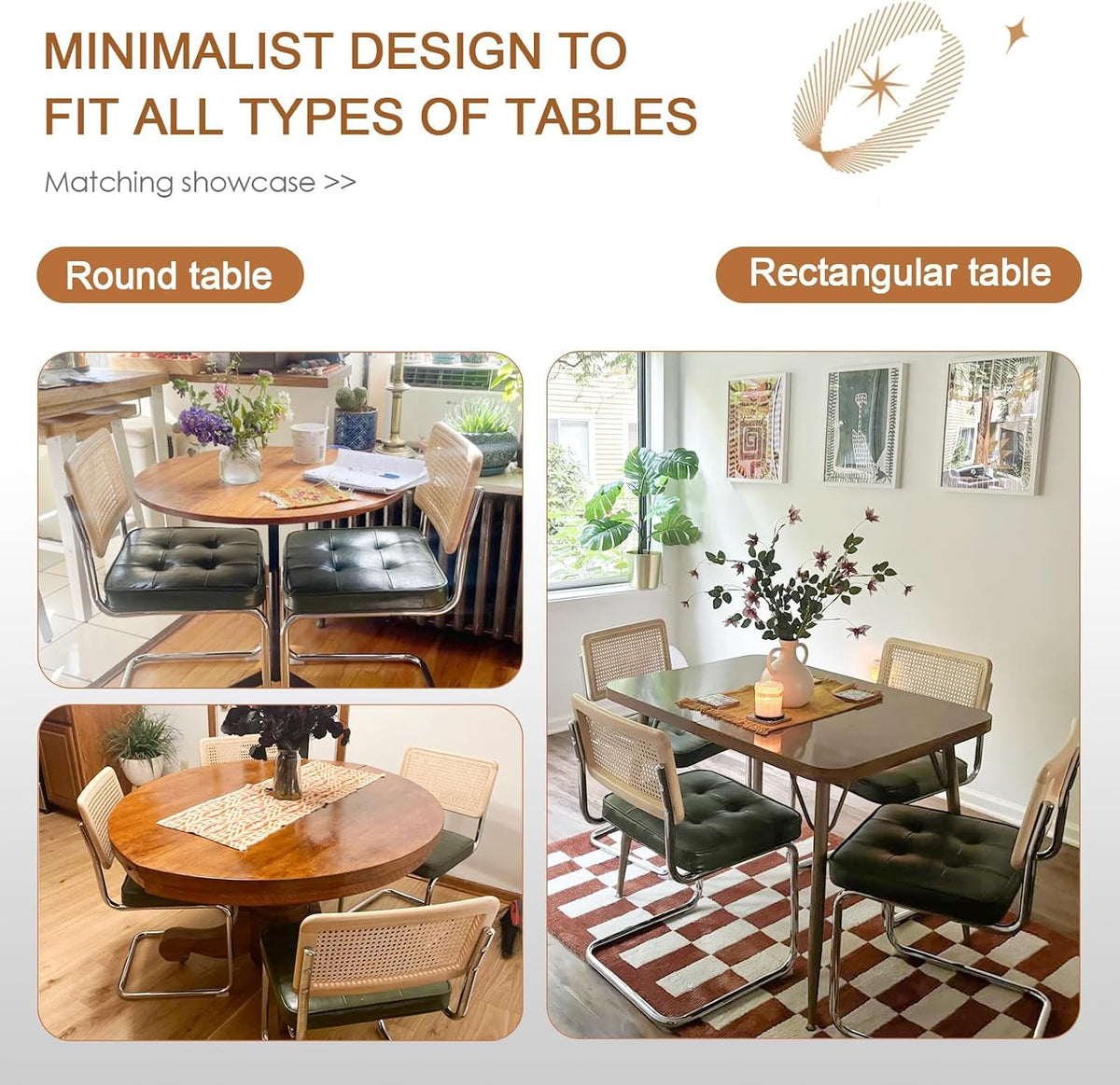 Zesthouse Natural Rattan Dining Chairs Set of 2, Modern Cesca Kitchen Chair