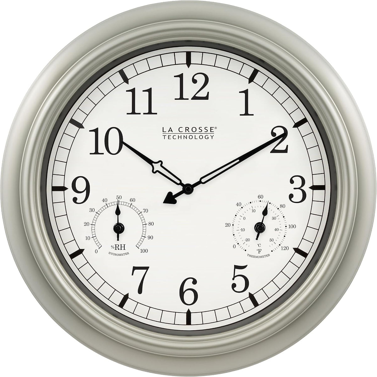 La Crosse Technology WT-3181PL-Q Quartz Time Analog Indoor/Outdoor Wall Clock, 18"