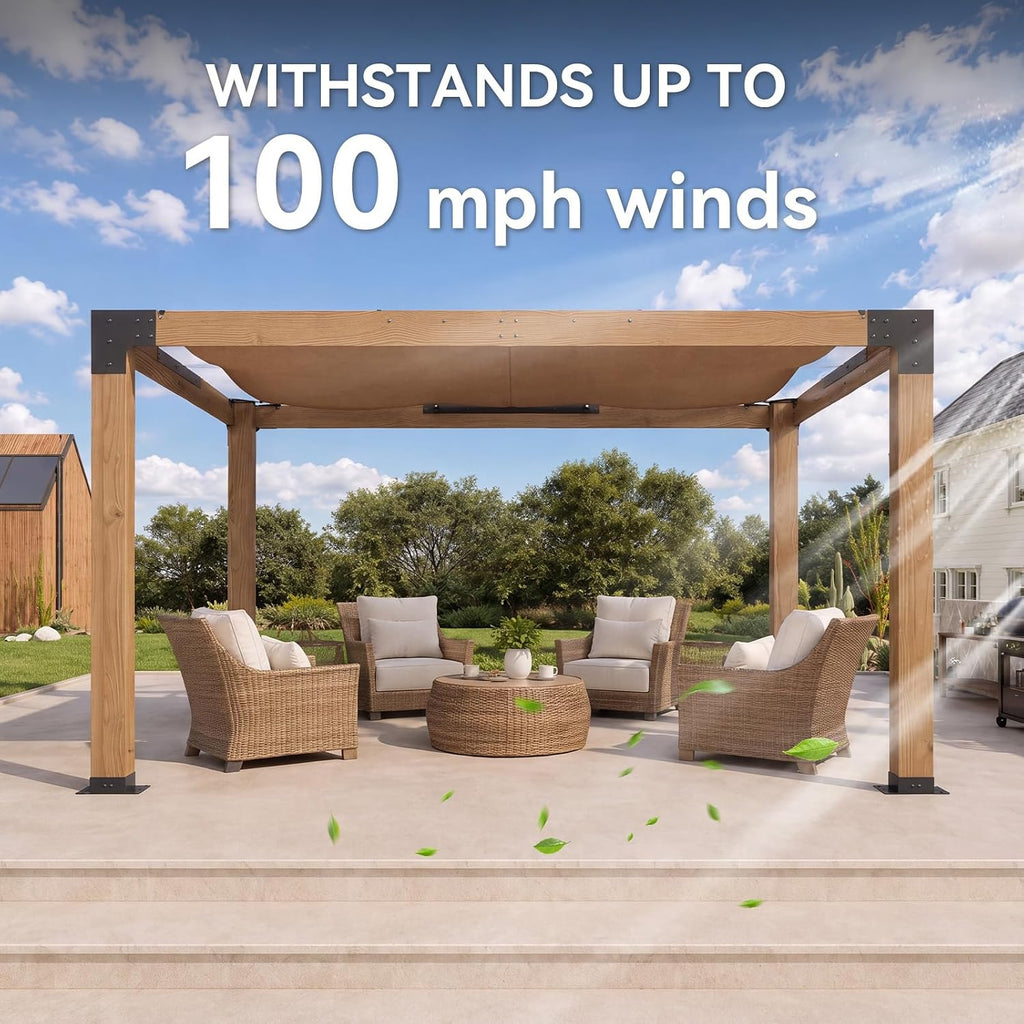 Aoxun 10 x 12 Cedar Wood Pergola Outdoor Solid Wooden Pergola Kit