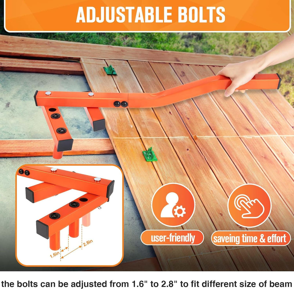 deck board straightening tool 24in, deck board bender shown in use