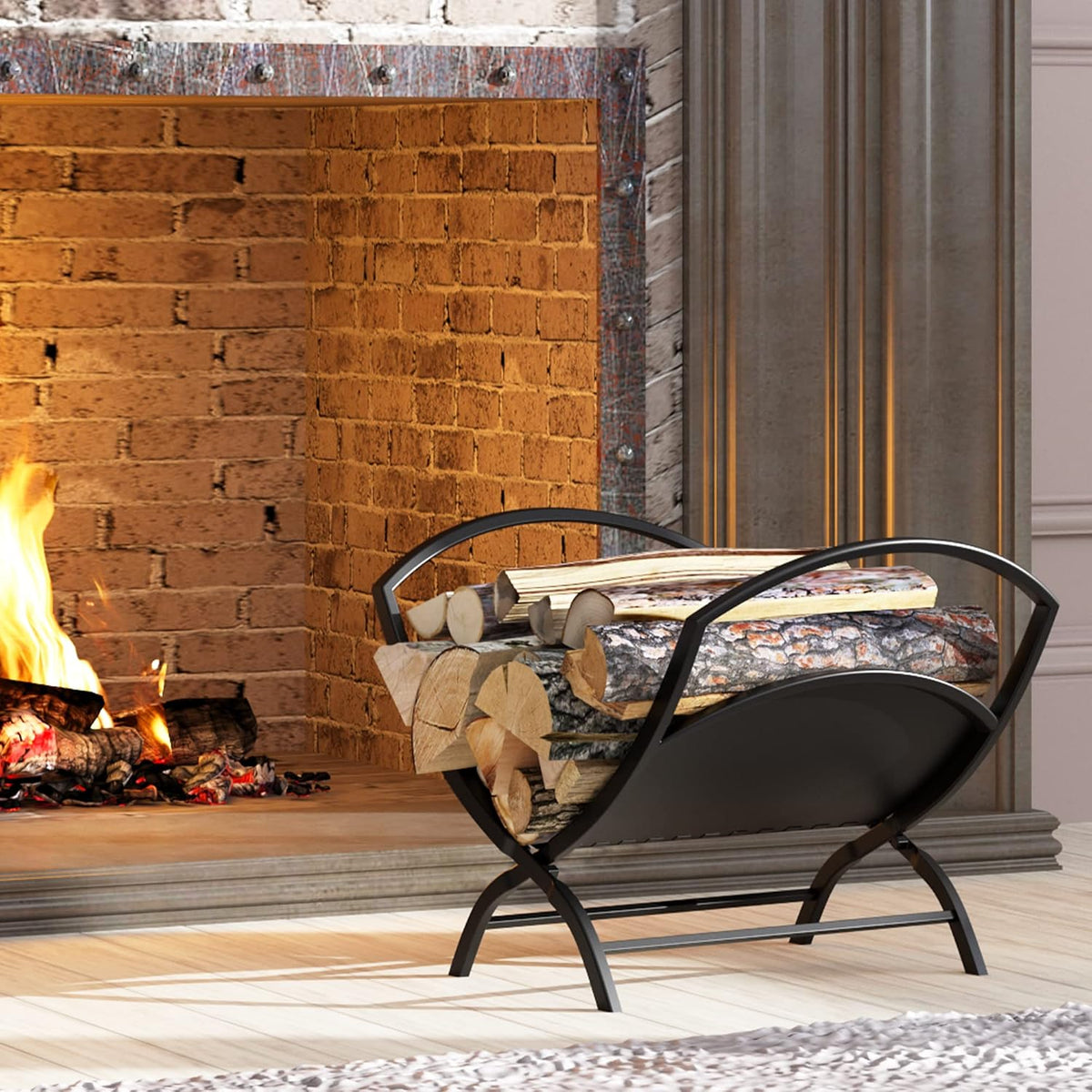 Fire Beauty Folding Firewood Rack Indoor Outdoor Log Storage Holder