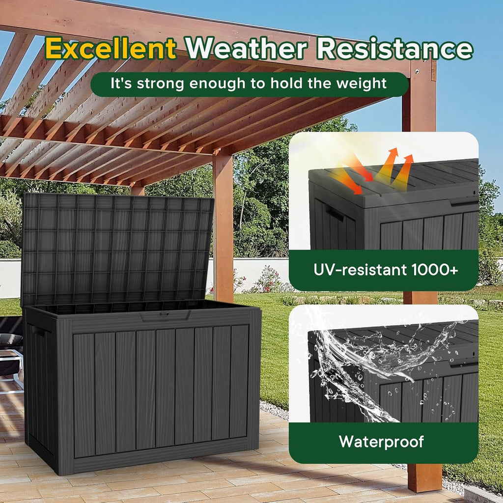 EasyUp 50 Gallon Outdoor Storage Box Waterproof Lockable Deck Boxes