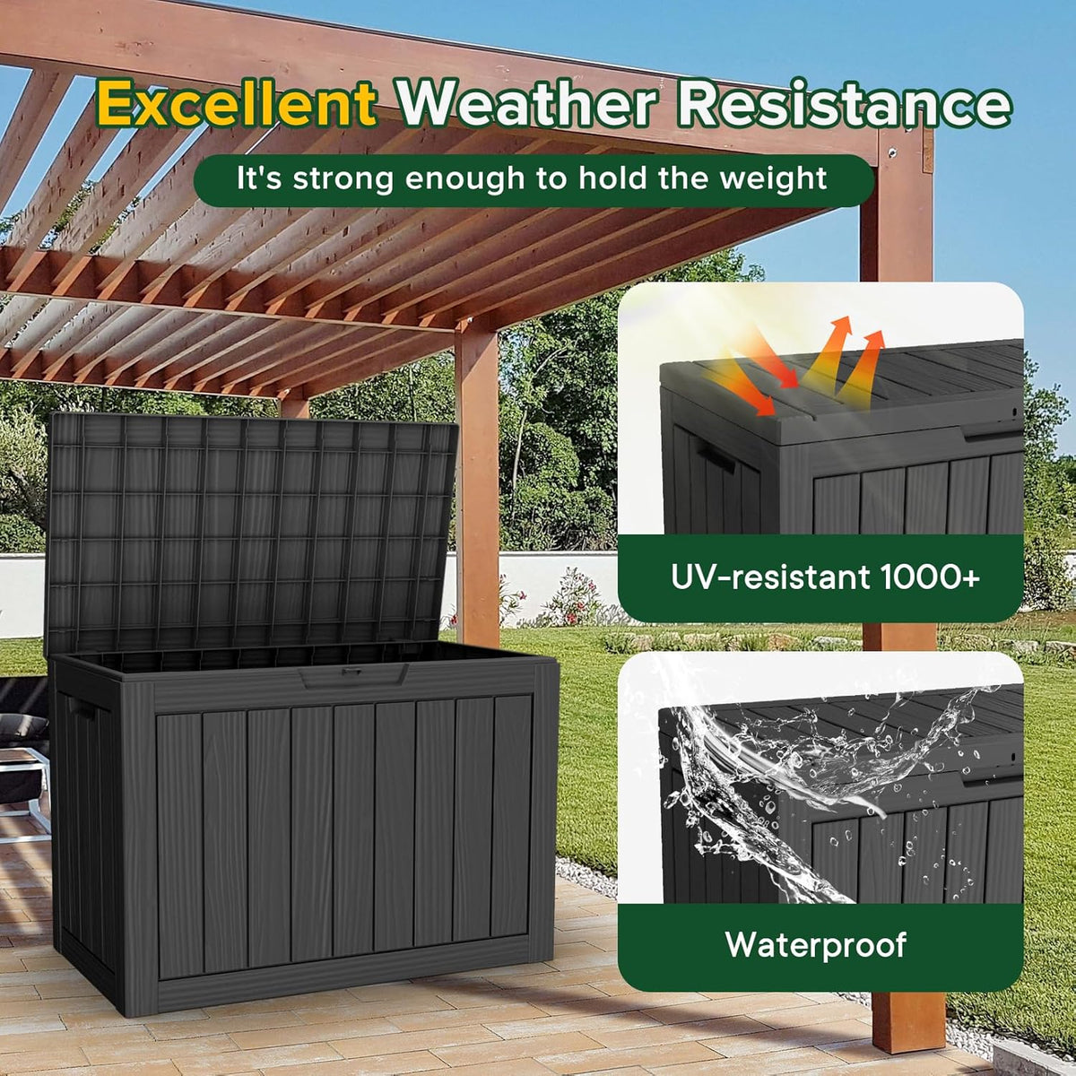 EasyUp 50 Gallon Outdoor Storage Box Waterproof Lockable Deck Boxes