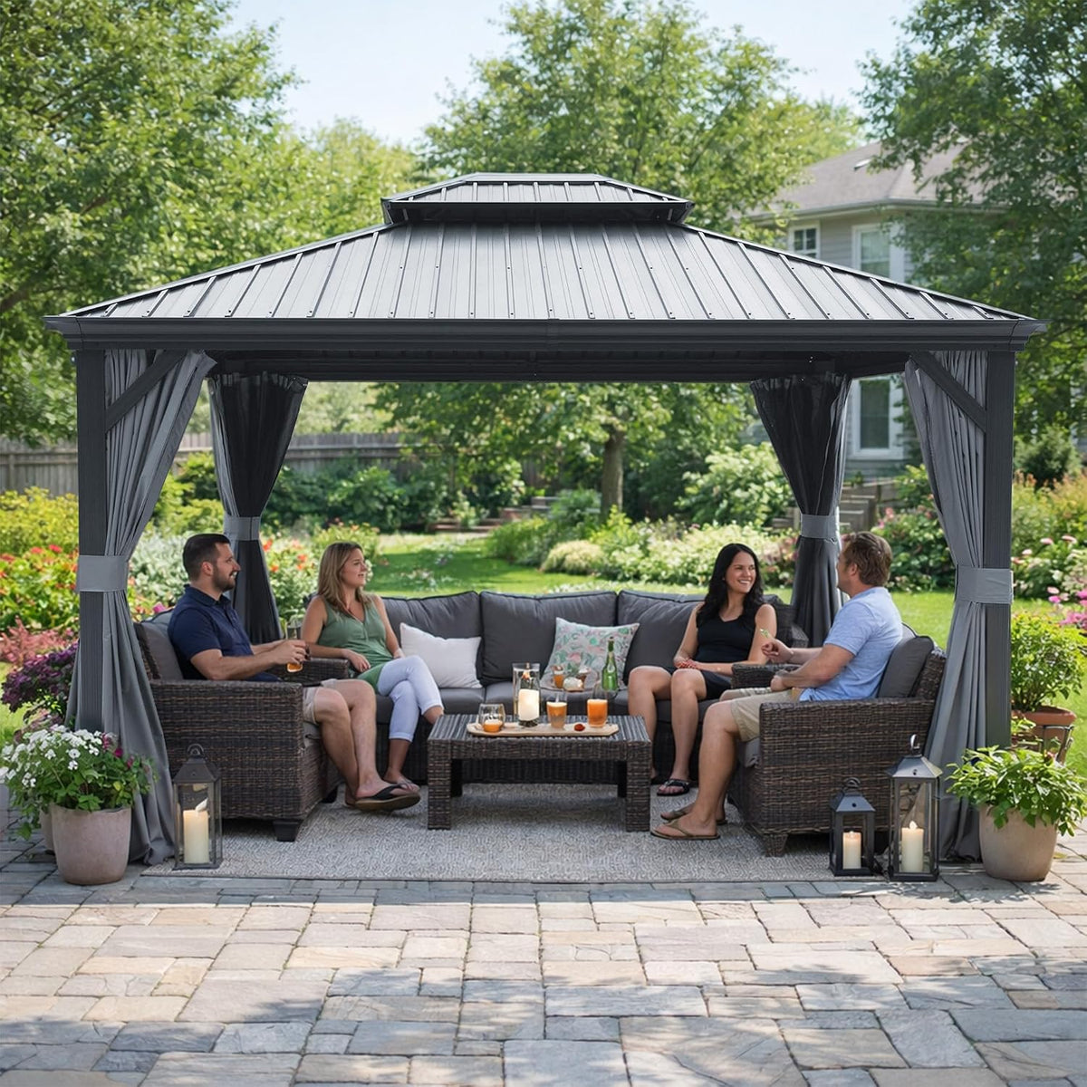 Kozyard Alexander 10' x 14' Hardtop Gazebo, Aluminum Frame