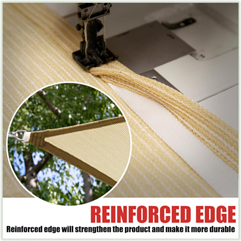 Colourtree 10' x 16' Beige Sun Shade Sail Rectangle Canopy Fabric Cloth Screen, Water Permeable, UV Block UPF50 & Heavy Duty, Carport Patio Outdoor (We Customize Size)