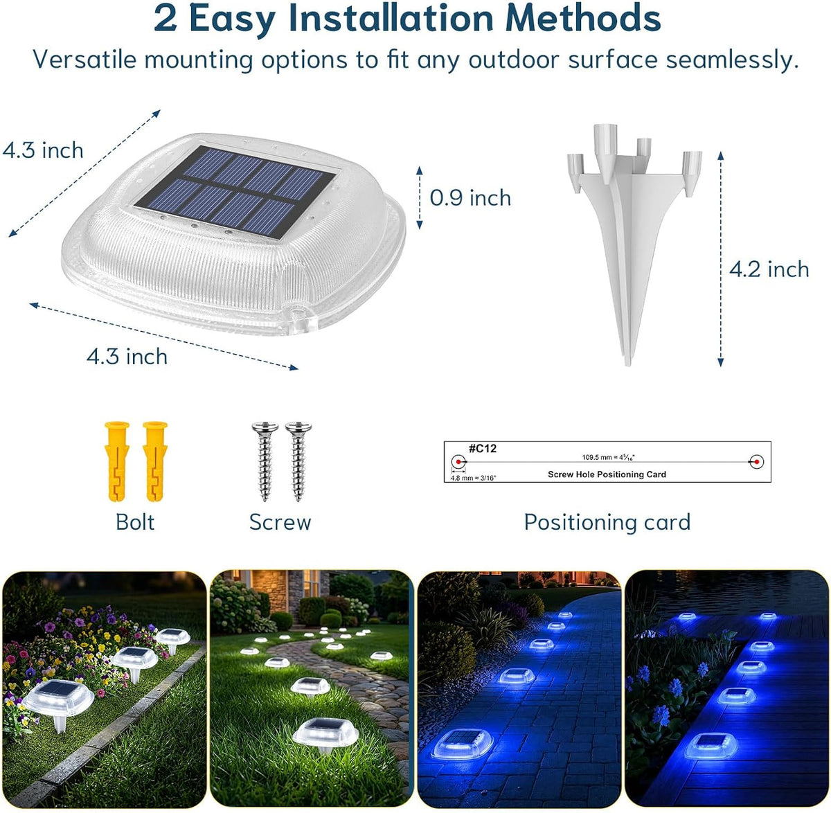 Solar Deck Lights Outdoor, Waterproof Solar Driveway Lights